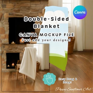 Canva Double-Sided Blanket Mockup Template | Drag and Drop | Instant Download & Edit | FOR CANVA ONLY