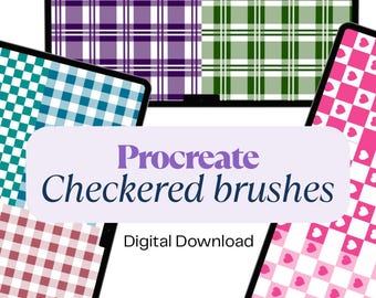 Procreate Checkered Brushes: Plaid & Gingham Stamps + Seamless Tutorial (Digital Download, Commercial Use License)