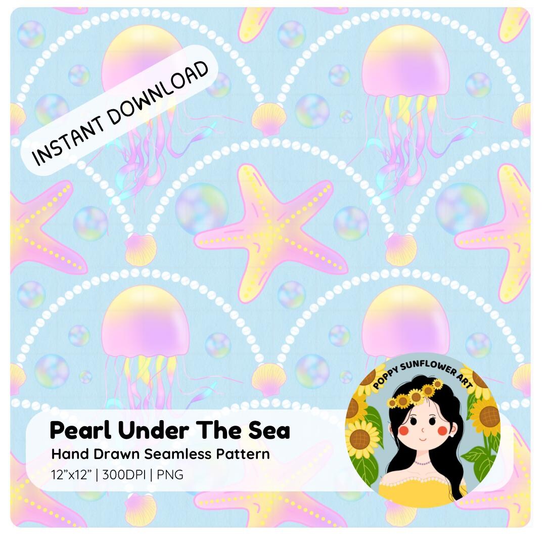 Under the Sea Seamless Pattern: Pastel Ocean Design (digital Download ...