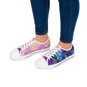 Vibrant Women&#39;s Low Top Sneakers, Colorful Casual Shoes for Everyday Wear, Unique Gift for Her, Summer Footwear, Festival Ready