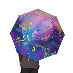 Vibrant Artistic Umbrella, Colorful Foldable Umbrella, Lightweight Rain Gear, Gift for Rainy Days, Festive Accessories