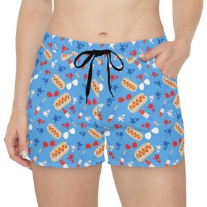 Patriotic BBQ Shorts - Fun Summer Casual Wear for Women, 4th of July, Beach Days, Vacation, Festivals, Family Gatherings