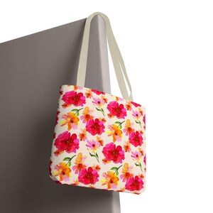 Floral Tragetasche - Stilvolle Tasche für Einkaufen, Reisen, Geschenke, Muttertag, Strandausflüge, umweltfreundlich, AOP-Design