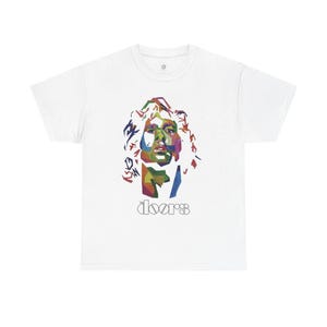 Jim Morrison Mosaic Art T-Shirt | Colorful Pop Art Face Tee | The Doors Inspired Gift | Retro Rock Legend Shirt | Unisex Music Fan Apparel