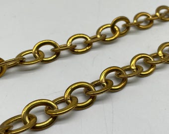 Schwere Messing Gliederkette Halskette - Chunky Vintage Gold Kette für Männer Frauen, Statement Dicke Messing Kette Schmuck