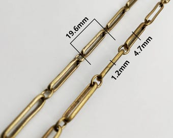 Rectangular Brass Chain Link - Vintage Style Bold Jewelry Making Supplies, Industrial DIY Necklace Chain, Boho Craft Metal Findings