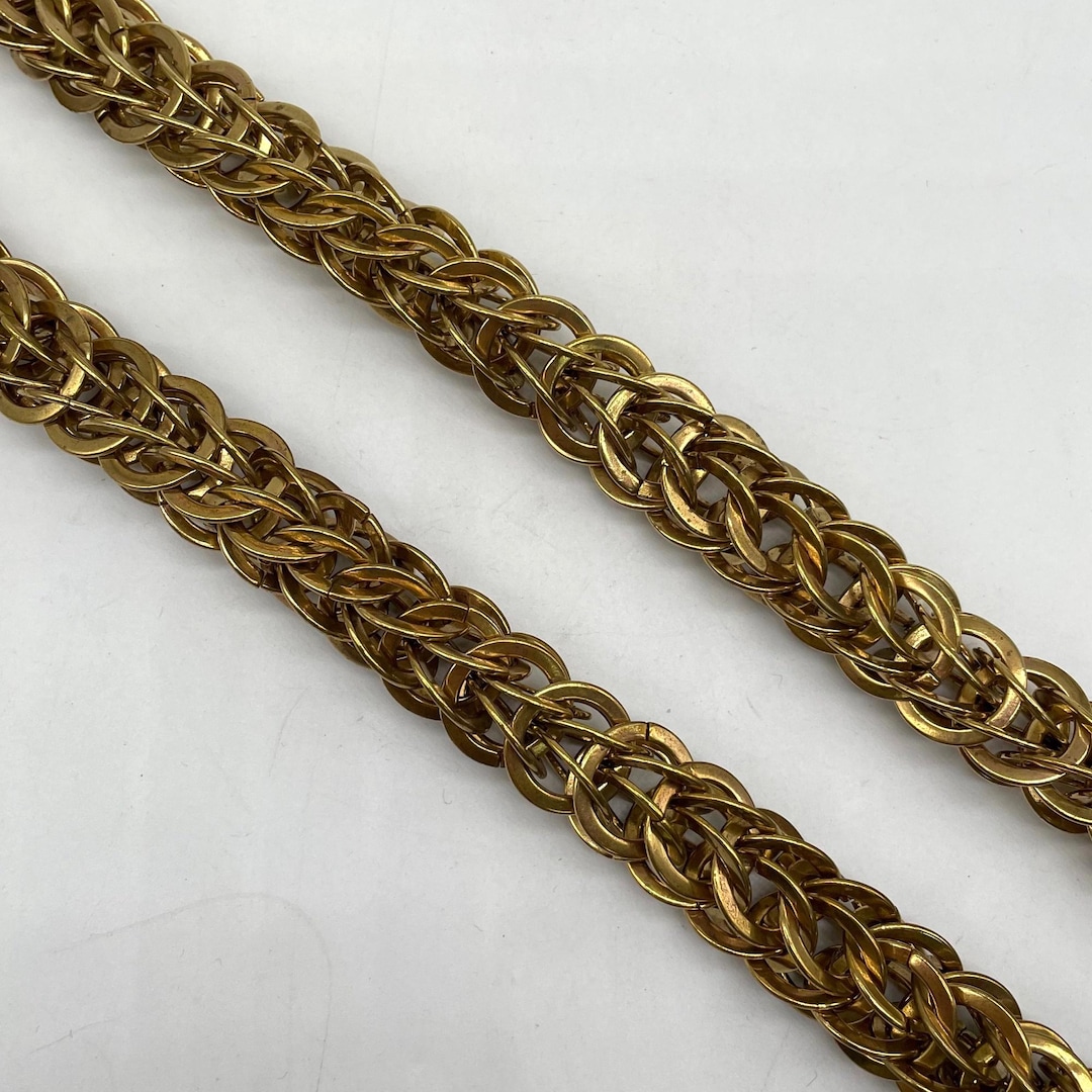 16.2mm Link Length Chunky Braided Curb Chain - Vintage Gold Tone Brass ...