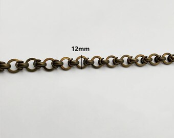 Substantial Bronze Chain, Heavy Duty Craft Links, Rustic Jewelry Making Chain, Versatile DIY Metal Chain for Gothic Designs