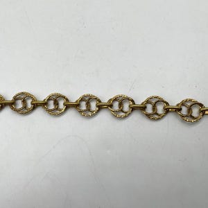 Ornate Double Ring Gold Chain, Twisted Textured Link Chain for Handmade Jewelry