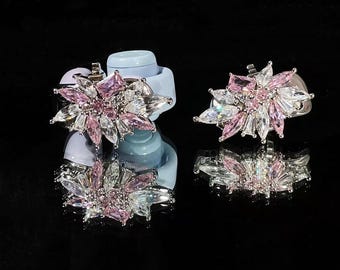 Breloque en cristal rose Bose Ultra| Clip pour écouteurs floral en zircon, cadeau d'accessoire technologique féminin en diamant pour petite amie, bijoux glamour de jardin d'été