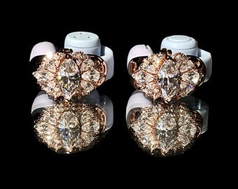 Charm élégant en or rose avec diamants ultra-transparents Bose, cadeau technologique pour écouteurs scintillants pour petite amie