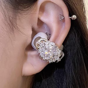 Bose ultra open Diamond Earbud Jewelry, Crystal Clear Elegant Zircon Clip Charms Sparkly Headphone Decor for her , Tech Gift for girlfriend