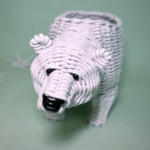 Large Polar Bear - Wicker decor with basket home and office for storage