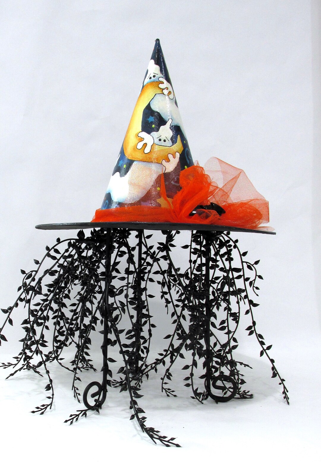 Witch Hat Stand Ghosts Moon Stars Bats Black Hair Hand Etsy