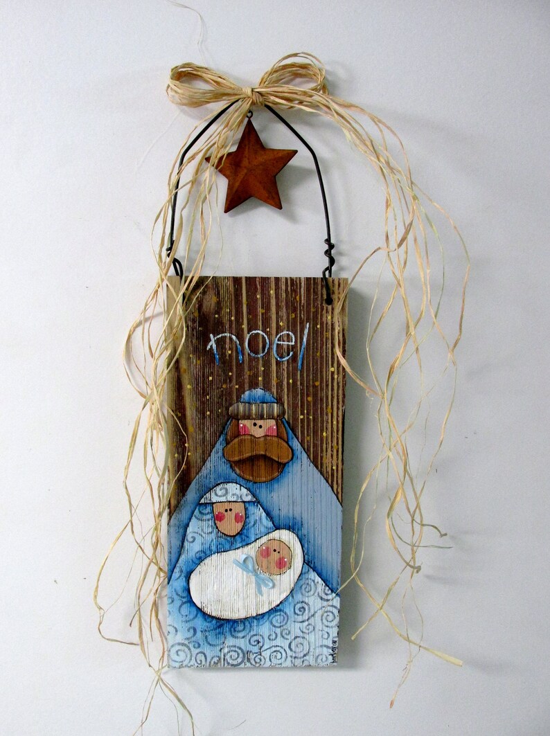 Nativity Hand Painted on Barn Wood Folk Art Nativity Rustic Etsy