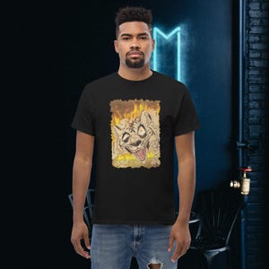 Comic-Design T-Shirt, cartoon Style Werwolf, Löwe, Männer, Teens, Hardrock, Heavy Metall, Rock, dark Rap, Horror, Pop, Streetwear, Fantasy