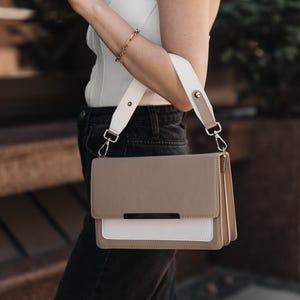 Bolso de hombro pequeño de cuero para mujer, bolso de noche con 3 compartimentos y 2 correas extraíbles, regalo para ella