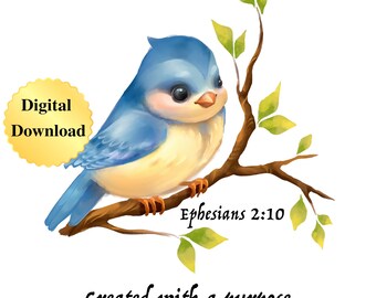Digital Download PNG & JPG | Ephesians 2:10 Scripture Bible Verse Graphic Digital Download