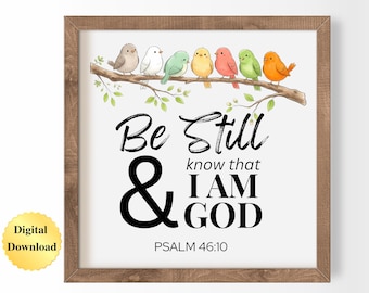 Digital Download PNG & JPG | Psalm 46:10 Scripture Bible Verse Graphic Digital Download
