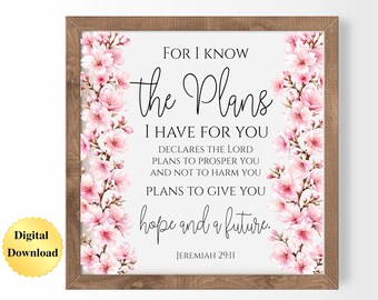 Digital Download PNG & JPG | Jeremiah 29:11 Scripture Bible Verse Graphic Digital Download