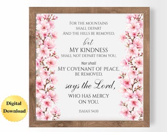 Digital Download PNG & JPG | Isaiah 54:10 Scripture Bible Verse Graphic Digital Download