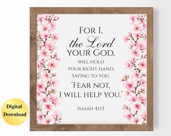 Digital Download PNG & JPG | Isaiah 41:13 Scripture Bible Verse Graphic Digital Download