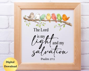 Digital Download PNG & JPG | Psalm 27:1 Scripture Bible Verse Graphic Digital Download