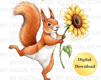 Digital Download PNG & JPG | Sorry I'm Late I Was Dilly Dallying Squirrel Graphic Clipart