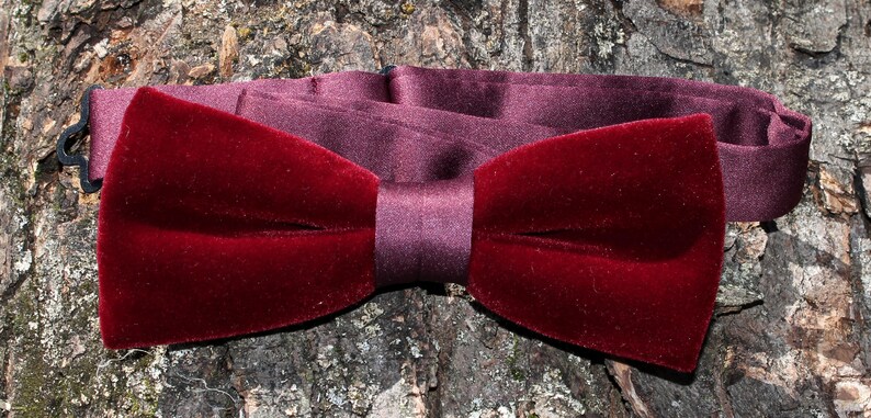 Men/'s Bowtie Dark Red Bow Tie Burgundy Velvet Bowtie Gift For Him Burgundy Red Dark Red Velvet Pre-Tied Adjustable Bow Tie Soft