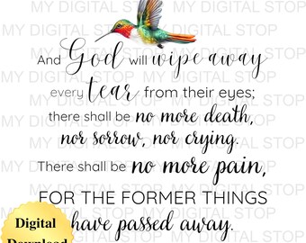 Digital Download PNG & JPG | Revelation 21:4 Scripture Bible Verse Graphic Digital Download