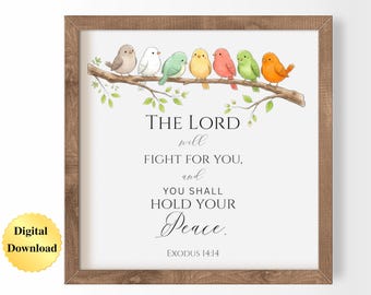 Digital Download PNG & JPG | Exodus 14:14 Scripture Bible Verse Graphic Digital Download