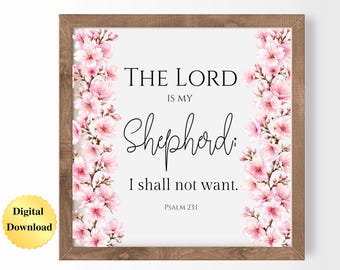 Digital Download PNG & JPG | Psalm 23:1 Scripture Bible Verse Graphic Digital Download