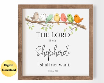 Digital Download PNG & JPG | Psalm 23:1 Scripture Bible Verse Graphic Digital Download