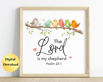 Digital Download PNG & JPG | Psalm 23:1 Scripture Bible Verse Graphic Digital Download