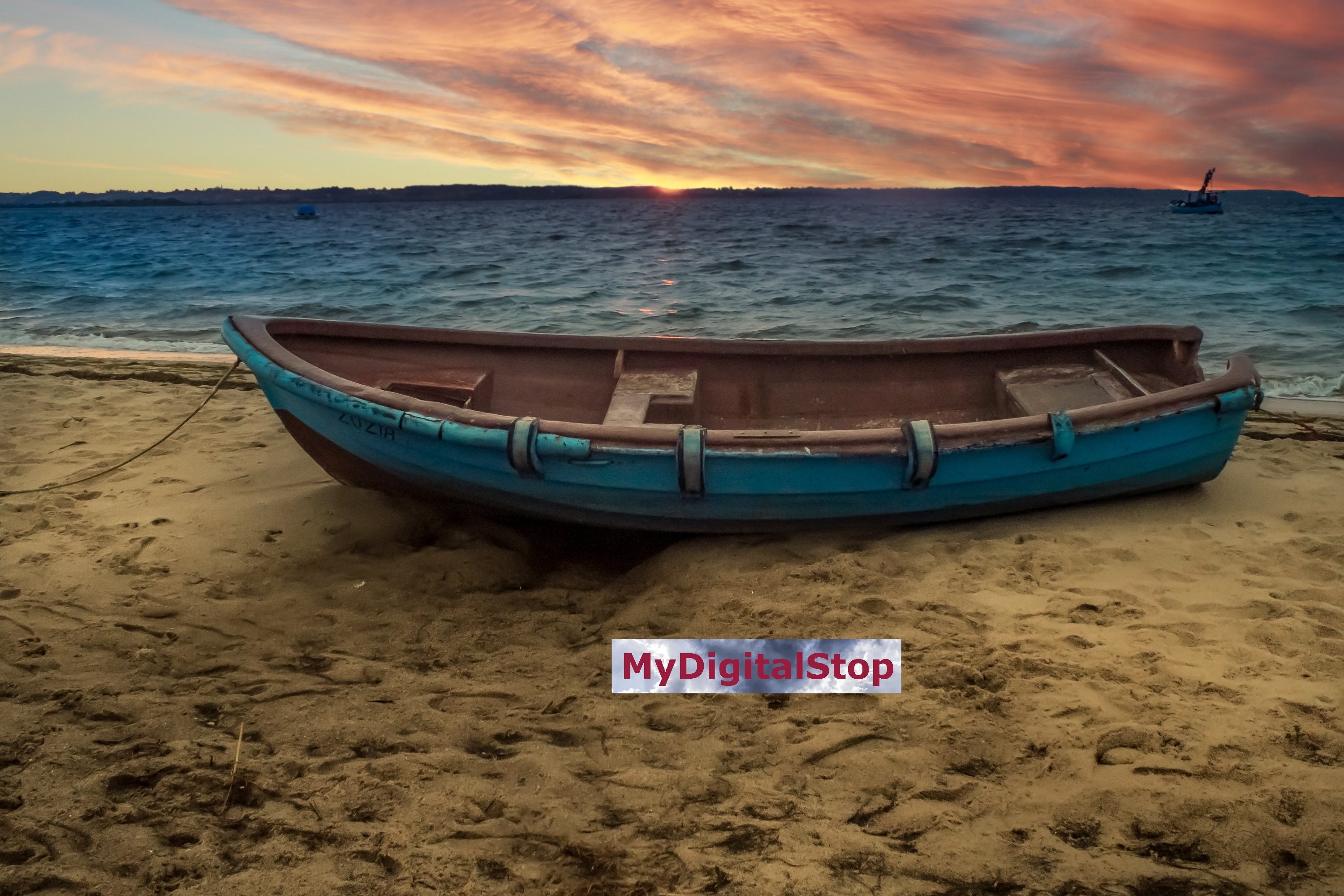 DIGITAL Backdrop JPG Photo Boat on Beach Sunset Digital - Etsy Canada