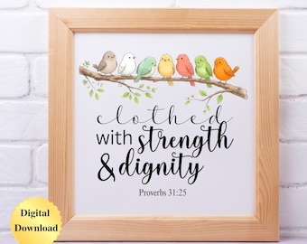 Digital Download PNG & JPG | Proverbs 31:25 Scripture Bible Verse Graphic Digital Download