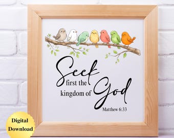 Digital Download PNG & JPG | Matthew 6:33 Scripture Bible Verse Graphic Digital Download