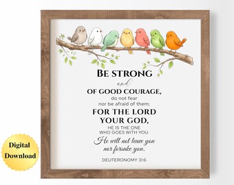 Digital Download PNG & JPG | Deuteronomy 31:6 Scripture Bible Verse Graphic Digital Download