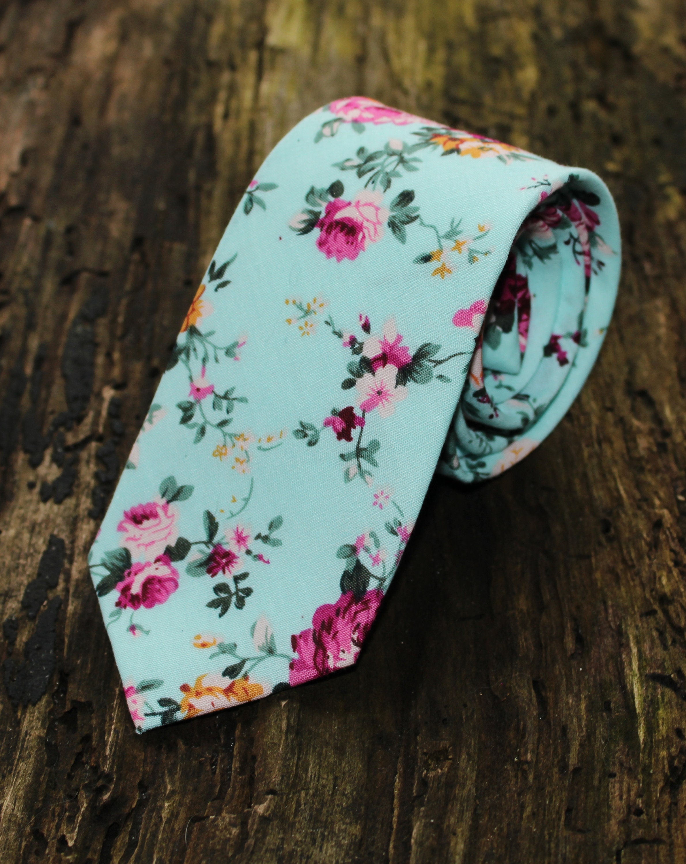 Aqua Blue Floral Slim Necktie 8 x 8 Pocket Square | Etsy