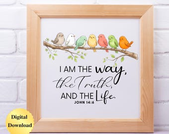 Digital Download PNG & JPG | John 14:6 Scripture Bible Verse Graphic Digital Download