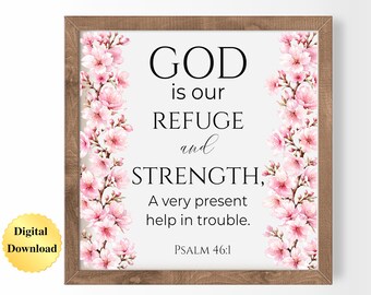 Digital Download PNG & JPG | Psalm 46:1 Scripture Bible Verse Graphic Digital Download