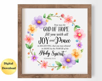 Digital Download PNG & JPG | Romans 15:13 Joy and Peace Scripture Bible Verse Graphic Digital Download