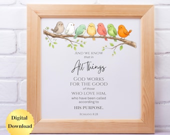 Digital Download PNG & JPG | Romans 8:28 Scripture Bible Verse Graphic Digital Download