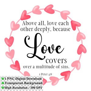 Digital Download PNG 1 Peter 4:8 Scripture Bible Verse | Transparent Background
