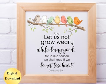 Digital Download PNG & JPG | Galatians 6:9 Scripture Bible Verse Birds Graphic Digital Download