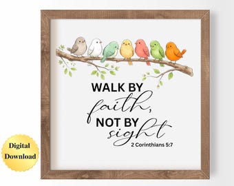 Digital Download PNG & JPG | 2 Corinthians 5:7 Scripture Bible Verse Graphic Digital Download