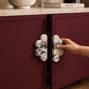 Calacatta Viola Marble Pull Handles-Stone Flower Knob - Kitchen Cabinet & Dresser Pull