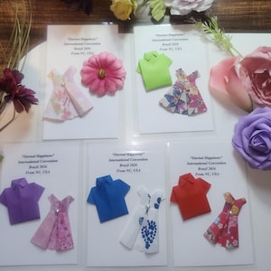 JW Magnets with dress/shirt/flower. Choose your event and language. Also in Spanish