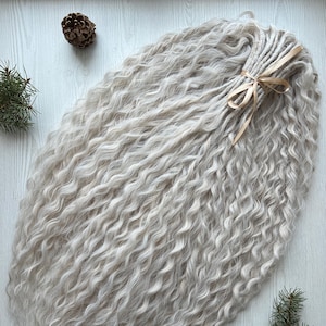 Askblonda lockiga dreadlock-förlängningar: Syntetiska DE-dreads komplett set