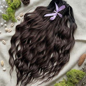Black to warm brown ombre easy comb curls, Synthetic DE Dreadlock wave hair extensions